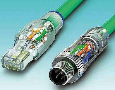 图3 按入电缆芯、剪断，且盖好防护盖：无论是RJ45还是M12连接器，它们都能够实现快速且可靠的安装