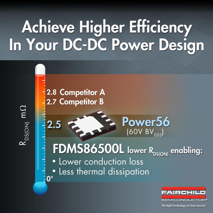 FDMS86500L：飞兆半导体推出PowerTrench® MOSFET器件用于DC-DC电源
