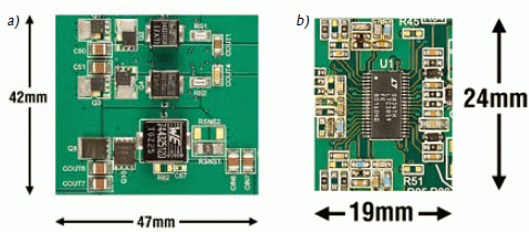 LTC3859A 演示电路板的尺寸和布局 (a) 顶面 (b) 底面