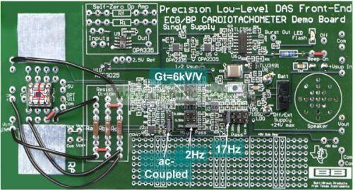 精密型低电平ECG 心率计电路板的正面图