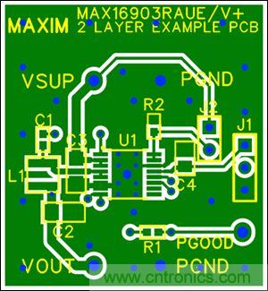 图5：两层板布线(顶层)，器件为TSSOP封装