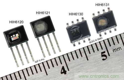 图2：霍尼韦尔HumidIcon数字式温湿度传感器在单一小型封装内集成两大功能，能在2.3Vdc低电压下运行
