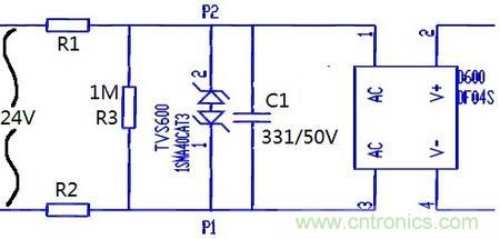 案例1：输入端24V波动，R1和R2常被烧坏。