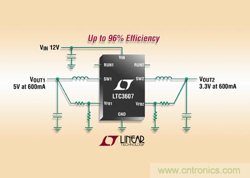 照片说明：15V、双输出 600mA 单片同步降压型稳压器