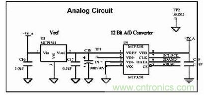图1、图2、图4和图5中布线的模拟部分电路原理图