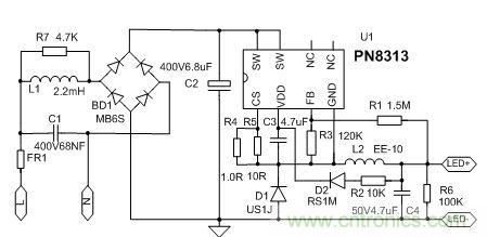 典型案例:非隔离5-40W的LED恒流驱动的设计