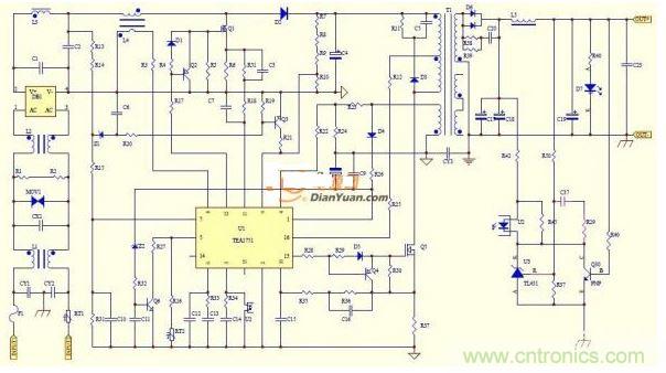 采用TEA1751的适配器电路图