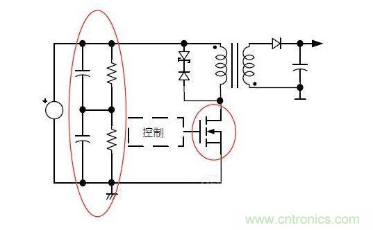 反激转换器中的串联大电容电路及单颗1，000VMOSFET