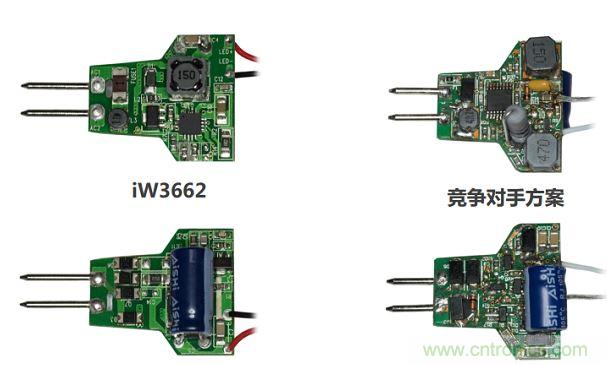 iW3662与竞争对手方案相比，所需外部元器件的数量大幅降低