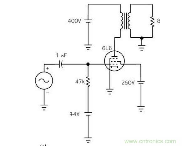 五极管（a）能输出比三极管（b）大得多的功率，但采用升压三极管配置除外（c）