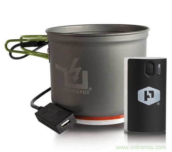 图6：Powerpot设备利用热源发电，使用者能一边烹煮食物一边为移动设备充电。