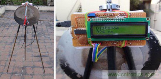DIY一个新?？槿媚憷┐蟛饬糠段? /></div>
<div>　　</div>
<div>此制作中，HC-SR04连接至Arduino Uno便于在标准PC1602 LCD（16X2）显示器显示所测量的距离，距离还可以通过USB接口发送至串行链路。对于室外实验系统，可以通过使用移动电源的USB连接器供电。实验过程中，最大距离可达到9.24米。</div>
<div>　　</div>
<div><strong>Step 1： 抛物面反射镜</strong></div>
<div>　　</div>
<div style=