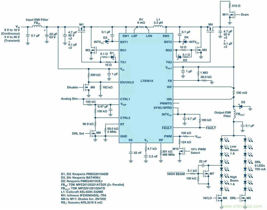 一颗芯驱动整个车前灯组，这个控制器是怎么做到滴？