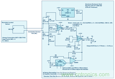 使用高精度仪表放大器进行远程检测
