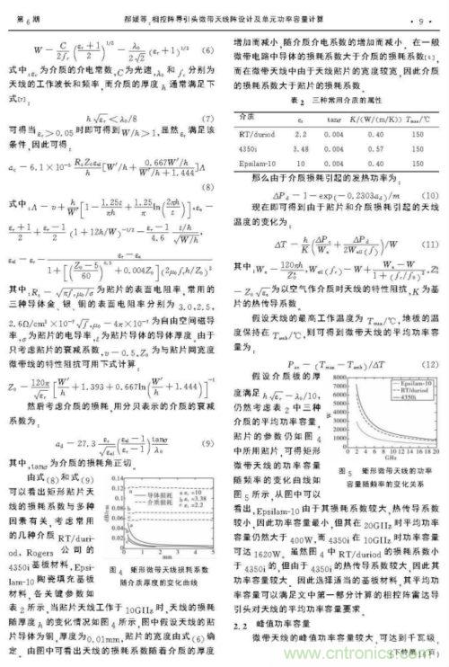 相控微带天线阵设计及单元功率容量计算