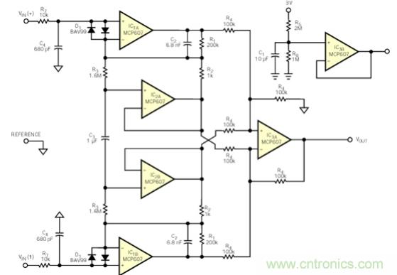 采用交流耦合仪表放大器实现共模抑制比性能的设计电路应用 采用交流耦合仪表放大器实现共模抑制比性能的设计电路应用