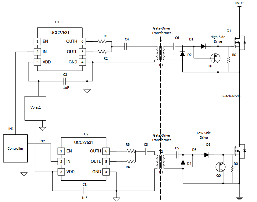 使用单输出栅极驱动器实现高侧或低侧驱动