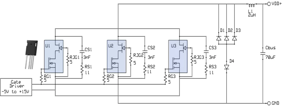 使用双栅极配置的 SiC FET 进行电路?；? width=