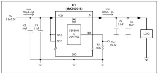 扩大40年期电源电压范围，从<300uA到3A无电阻电流检测解决方案