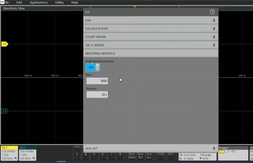 开启TekHSI高速接口功能，加速波形数据远程传输
