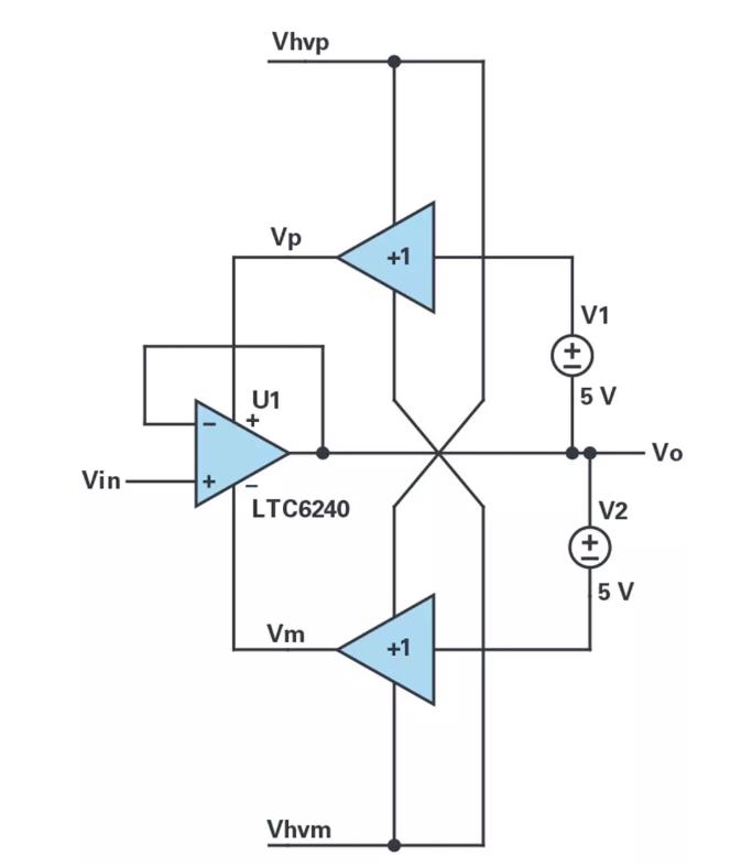 能否让低压放大器自举来获得高压缓冲器？