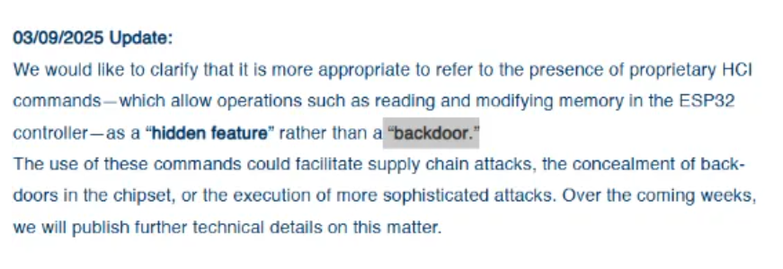 乐鑫ESP32系列芯片被曝存在“后门”？官方紧急回应